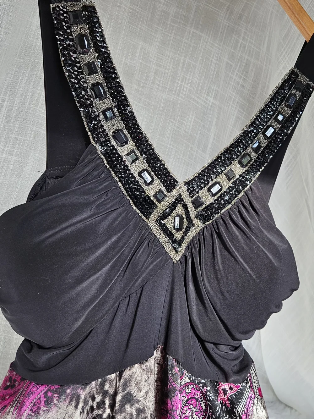 Black & Pink Paisley Asymmetrical Handkerchief Hem Dress - Picture 12 of 14
